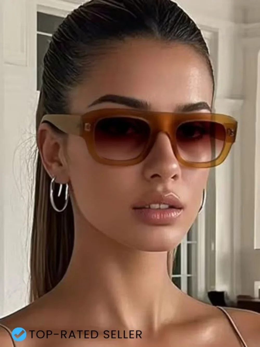 Oversized Square Aviator Sunglasses Retro Chic Classic Trendy Fashion